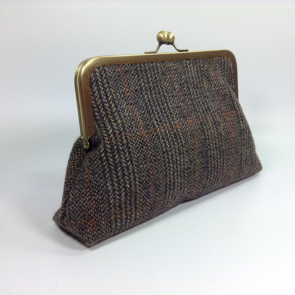 Clasp or shoulder tweed wool bag
