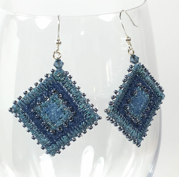 Denim & indigo blue beaded earrings
