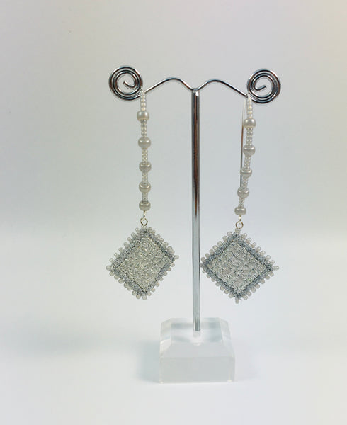 Silver beaded hoop earrings