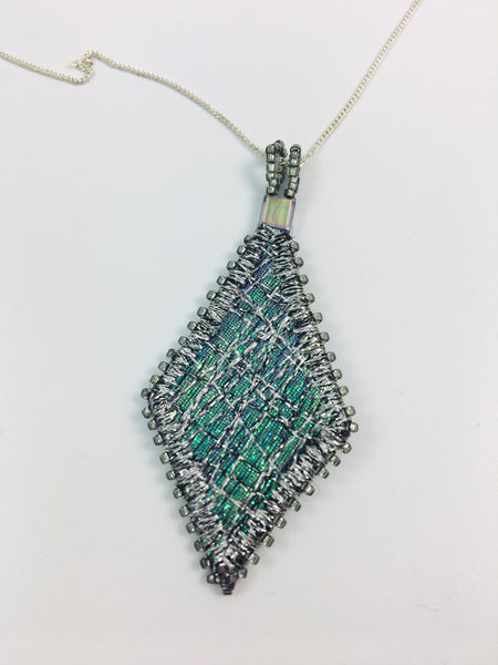 Moonlight Silver Shimmer diamond shaped pendant necklace