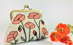 Poppy flower and seed heads purse bag