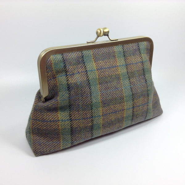 Scottish wool tweed frame purse bag