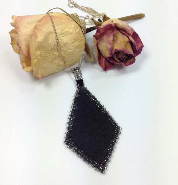 Soft black felt for comfort on back of pendant