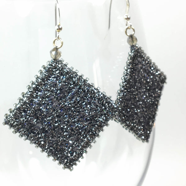 Silver black contemporary earrings